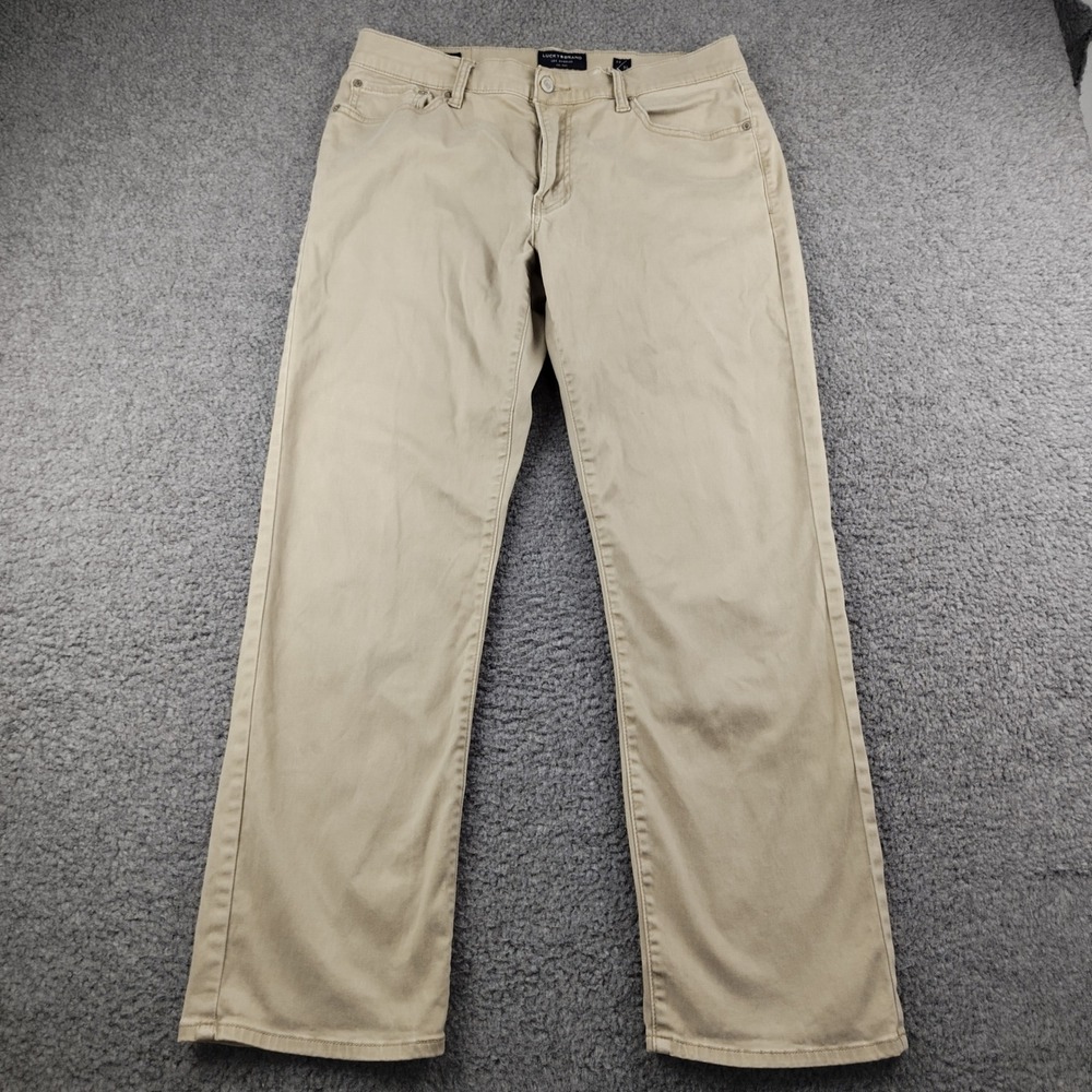 Lucky Brand 363 Vintage Straight Khaki Tan Pants Mens 32x30 Casual Twill Chino